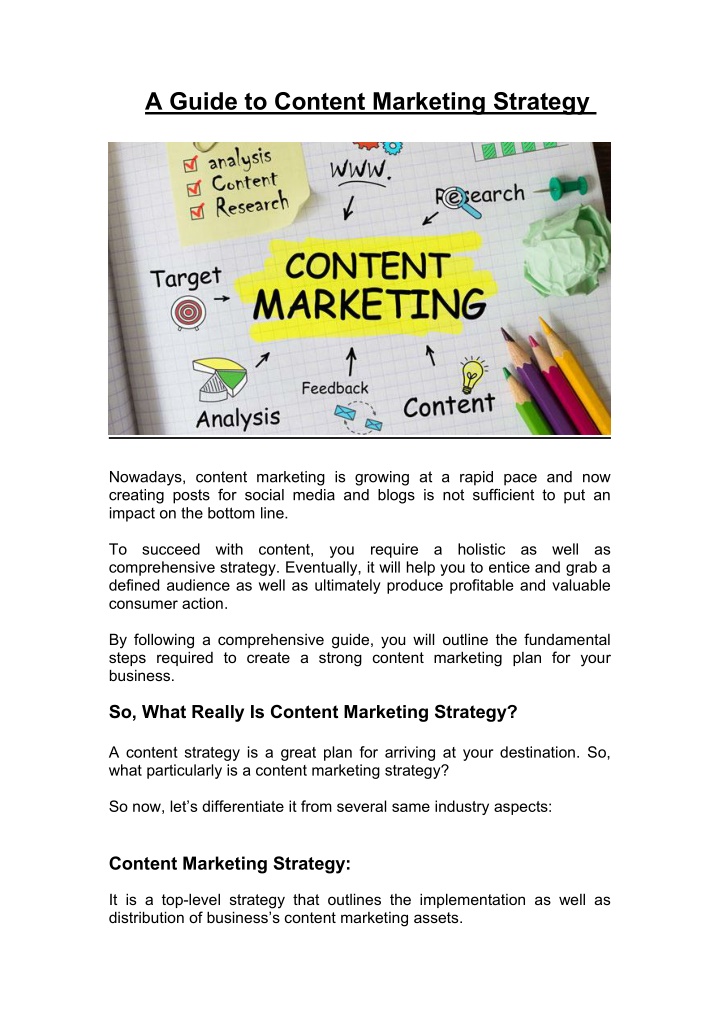 a guide to content marketing strategy