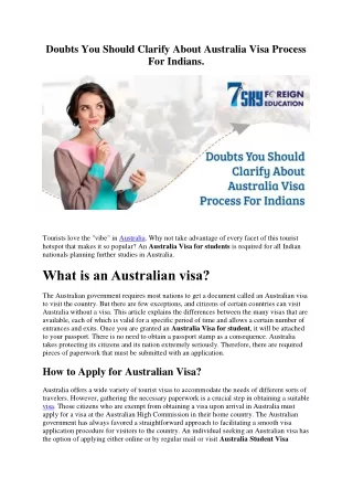 Doubts You Should Clarify About Australia Visa Process For Indians