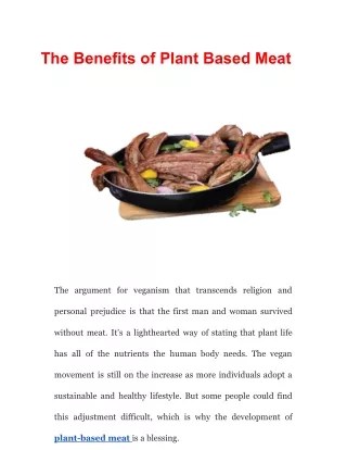 The Benefits of Plant Based Meat (1)