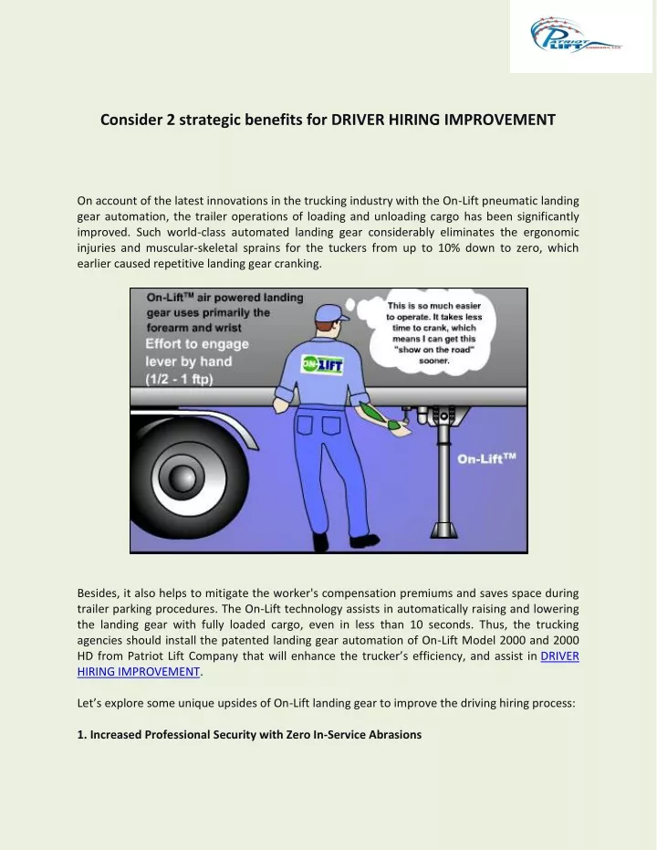 consider 2 strategic benefits for driver hiring