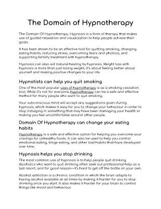 The Domain of Hypnotherapy - Ishkama Ltd