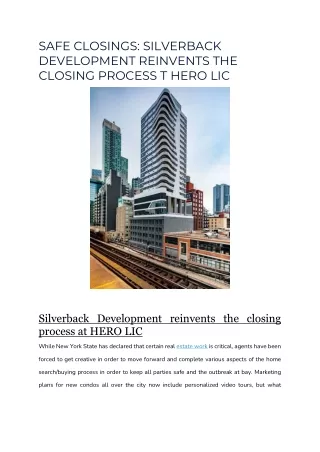 Silverback Development Reinvents The Closing Process