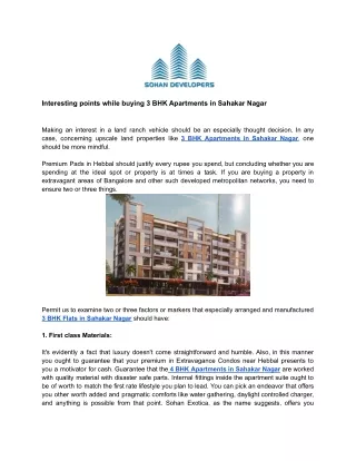 interesting points while buying 3 bhk apartments