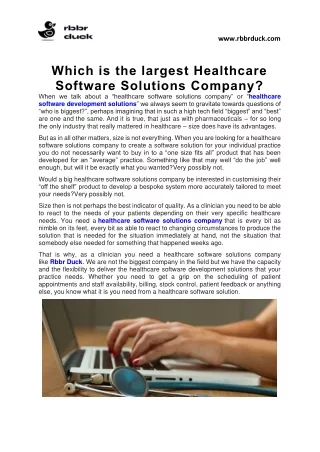 Which is the largest Healthcare Software Solutions Company?