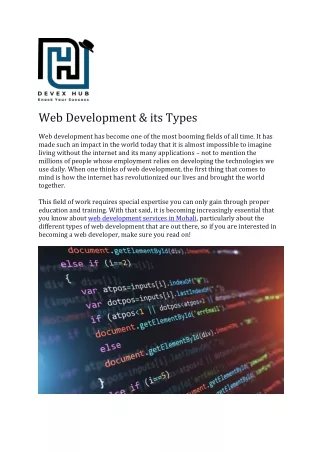 Web Development Services in Mohali