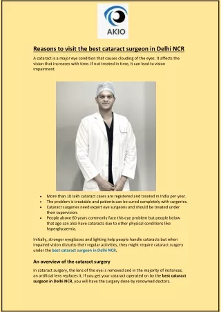 Reasons to visit the best cataract surgeon in Delhi NCR