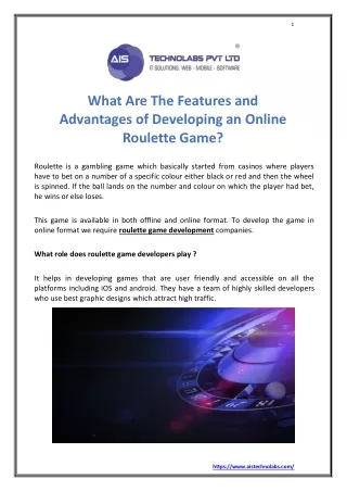 What Are The Features And Advantages of Developing an Online Roulette Game?