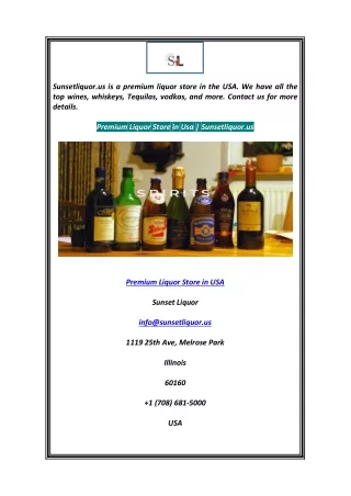 Premium Liquor Store in Usa Sunsetliquor.us