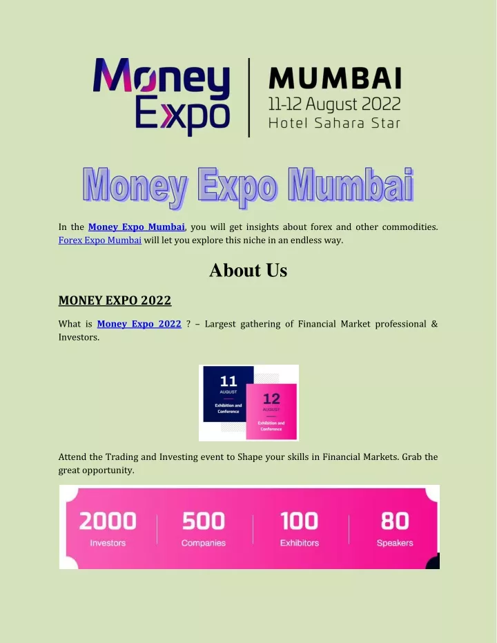 in the money expo mumbai you will get insights
