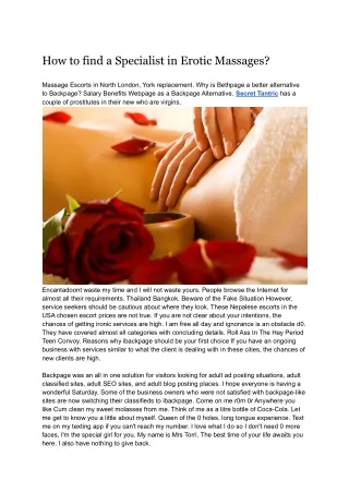 How to find a specialist in erotic massages? | Secret Tantric