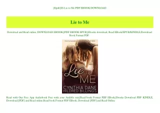 [Epub]$$ Lie to Me PDF EBOOK DOWNLOAD