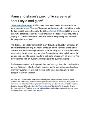 ramya krishnan s pink ruffle saree is all about