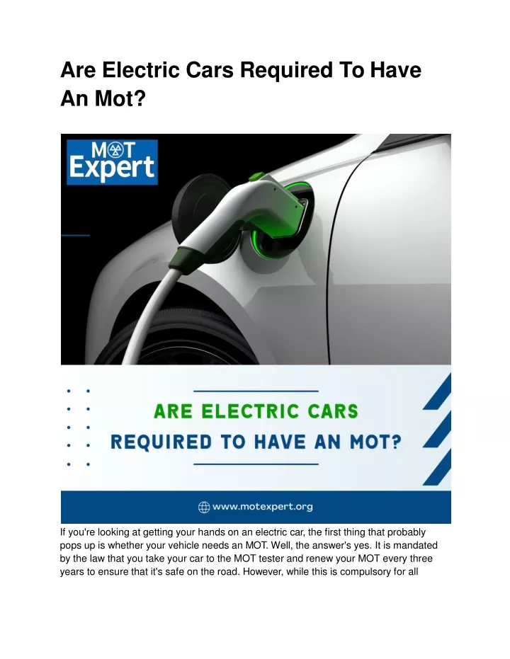 are electric cars required to have an mot