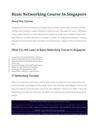 basic networking course in singapore