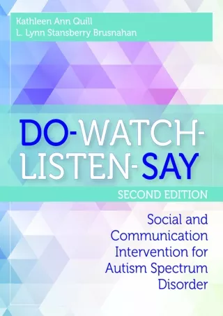 eBOOK  DO WATCH LISTEN SAY Social and Communication Intervention for