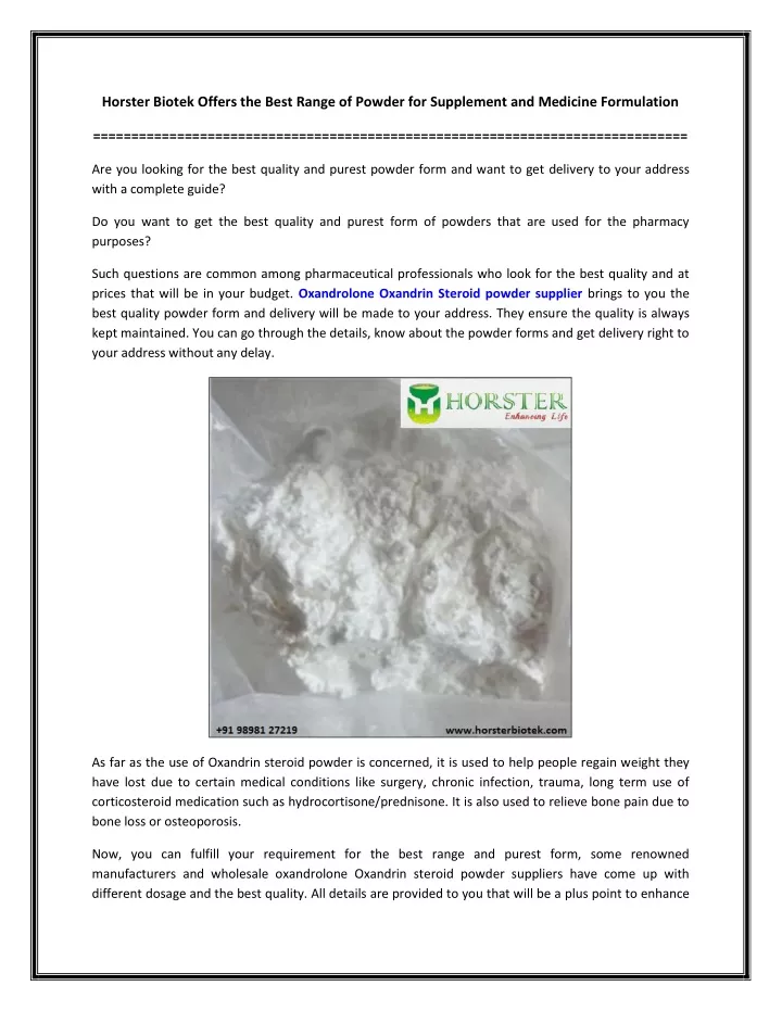 horster biotek offers the best range of powder