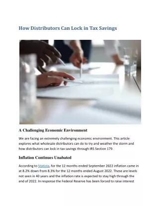 how distributors can lock in tax savings