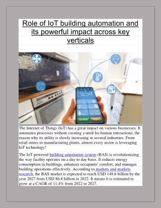 role of iot building automation and its powerful