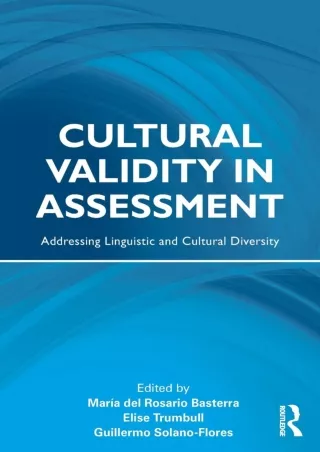 ePUB  Cultural Validity in Assessment Addressing Linguistic and Cultural