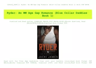 ((Read_[PDF])) Ryder An MM Age Gap Romance (Blue Collar Daddies Book 1) Book PDF EPUB