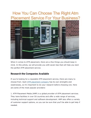 how you can choose the right atm placement