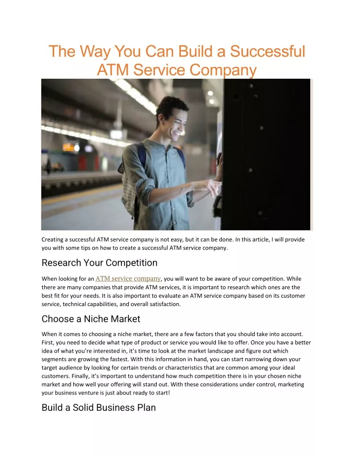 the way you can build a successful atm service