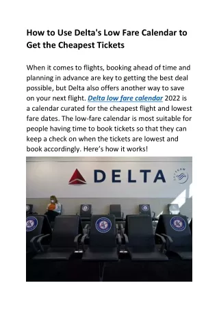 How to Use Delta's Low Fare Calendar to Get the Cheapest Tickets