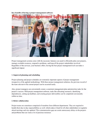 key benefits of having a project management