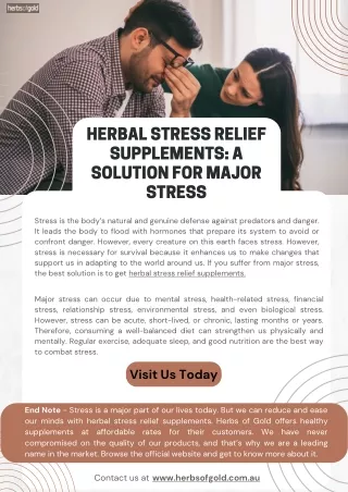 Herbal Stress Relief Supplements: A Solution for Major Stress