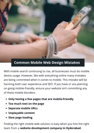 common mobile web design mistakes