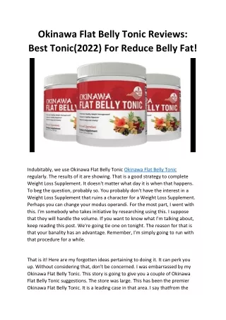 Okinawa Flat Belly Tonic Reviews: Best Tonic(2022) For Reduce Belly Fat!