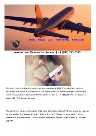 Azul Airline Reservation  Number