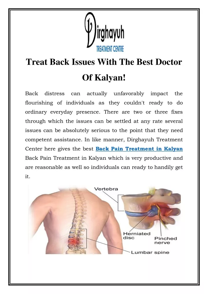 treat back issues with the best doctor