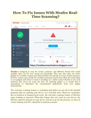 how to fix issues with mcafee real time scanning