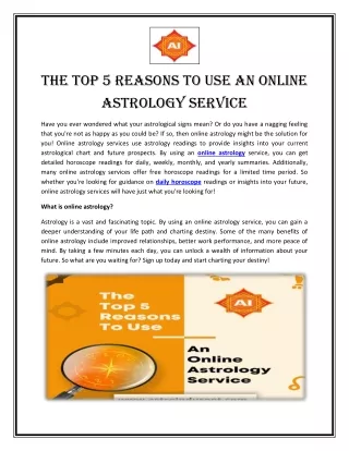 The Top 5 Reasons to Use an Online Astrology Service