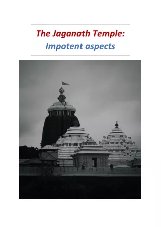 the jaganath temple impotent aspects