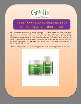 3 best joint pain supplements for a healthy joint- from Grelix