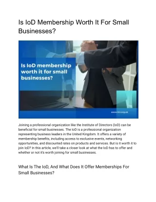 Is IoD Membership Worth It For Small Businesses?