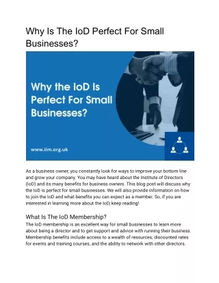 Why Is The IoD Perfect For Small Businesses?