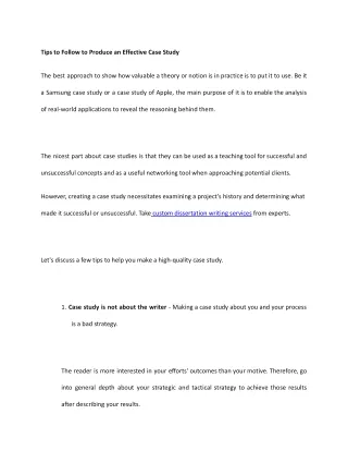 tips to follow to produce an effective case study