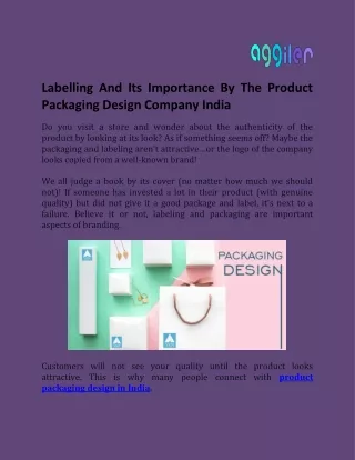 Labelling And Its Importance By The Product Packaging Design Company India
