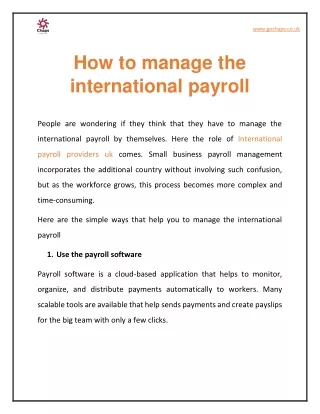 How to manage the international payroll