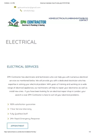 Electrical Installation East Finchley