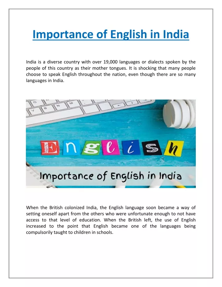 importance of english in india