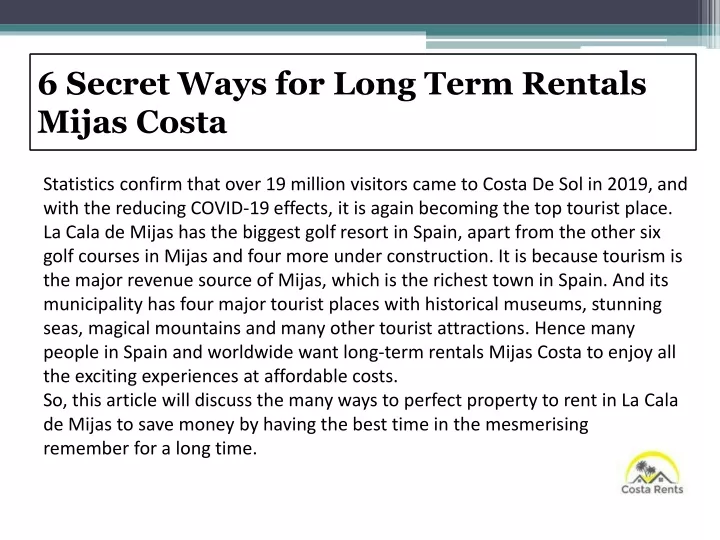 6 secret ways for long term rentals mijas costa