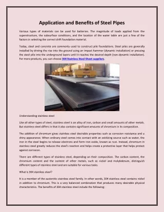application and benefits of steel pipes