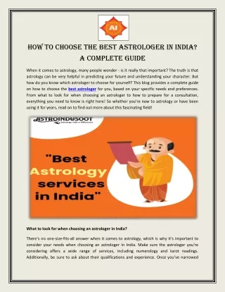 How to Choose the best Astrologer in India A complete Guide