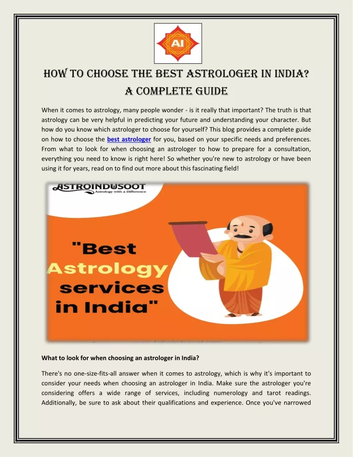 how to choose the best astrologer in india