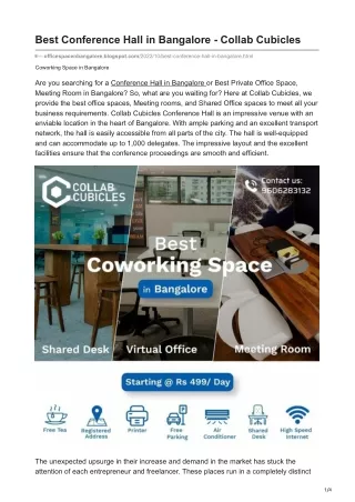 Best Conference Hall in Bangalore - Collab Cubicles