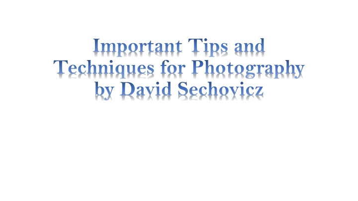 important tips and techniques for photography by david sechovicz